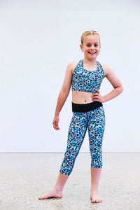 Blue Leopard Crop Top - Koa Kids Activewear
