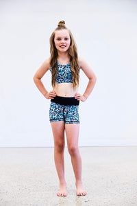 Blue Leopard Shorts - Koa Kids Activewear